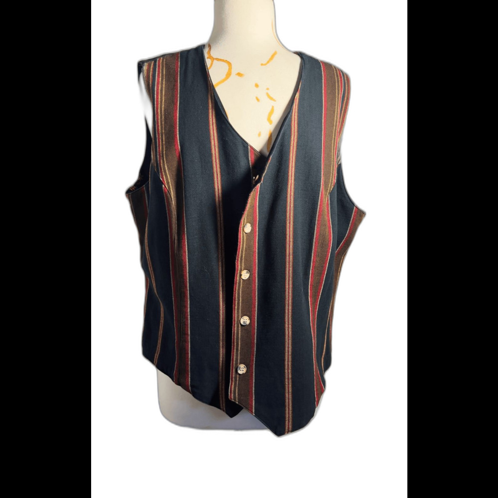 Oriental Vest Size 18W 80's VTG Scenic Reversible Dark Academia Artisan Made